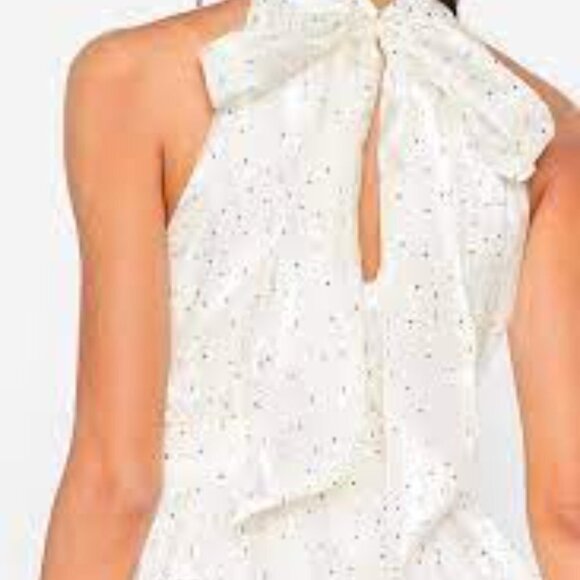 NWT Nasty Gal Let Em Bow Spotty mini dress high neck bow keyhole back size M - Picture 2 of 10